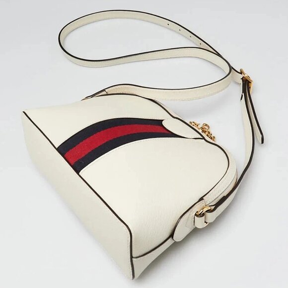 Gucci White Leather Vintage Web Small Ophidia Crossbody Bag - Picture 3 of 12